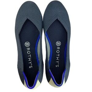 ROTHY’S Citron Ribbon Stripe Dark Gray Yellow Ballet Flats Shoes Rare 7.5